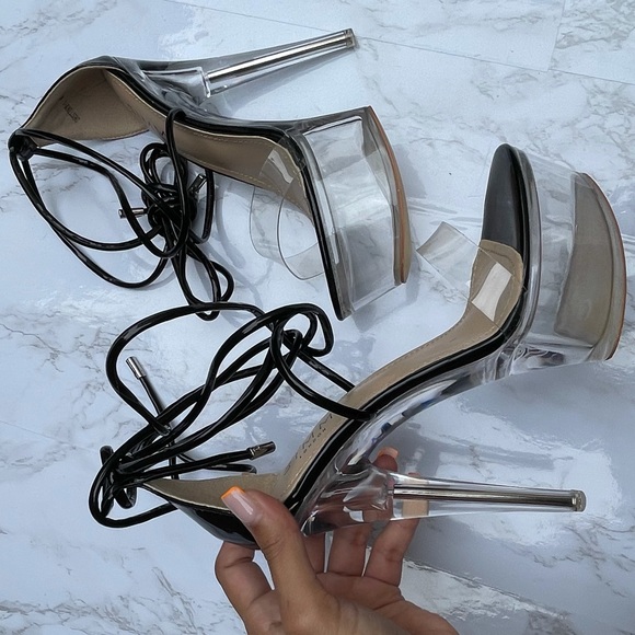 NEW Simmi London destiny black clear platform heel - Picture 2 of 10